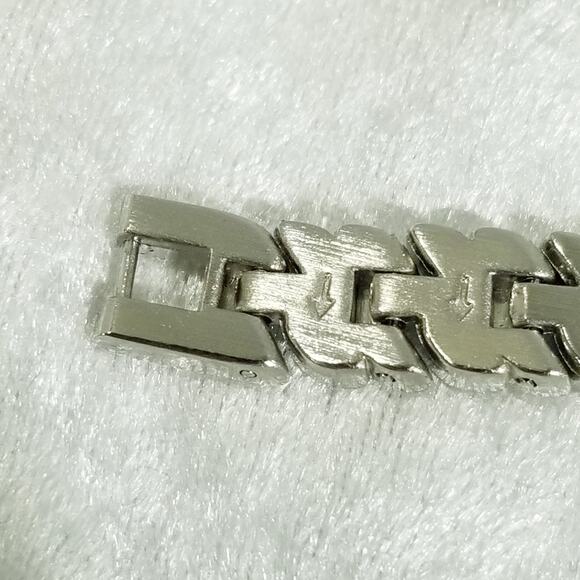 Silvertone rhinestone double clasp 7" bracelet 1.1478 - Picture 16 of 16